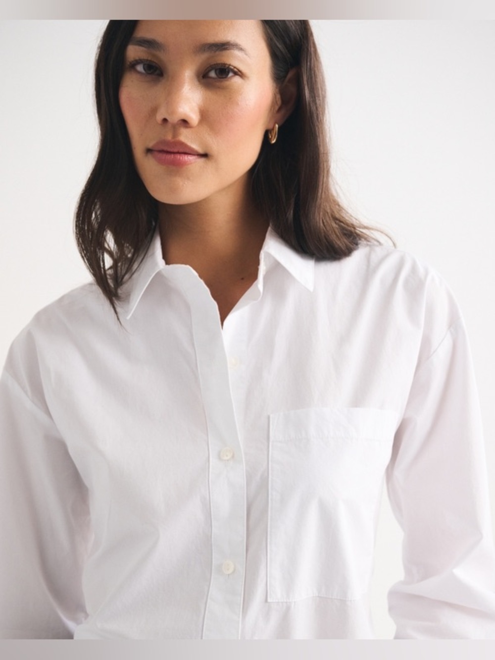 Abercrombie & Fitch White Oversized Poplin Shirt